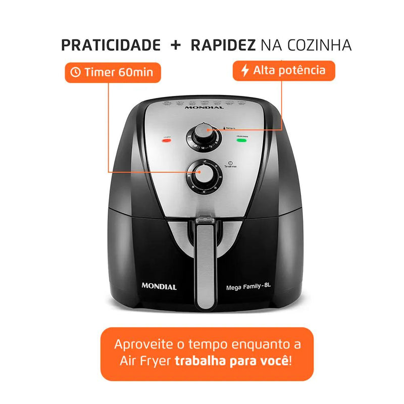 Fritadeira Elétrica Mondial AFN80BI 8L 1.900W Preto - 110V