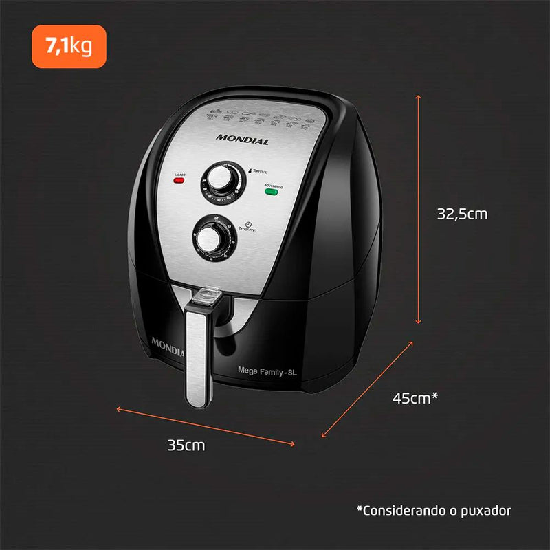 Fritadeira Elétrica Mondial AFN80BI 8L 1.900W Preto - 110V