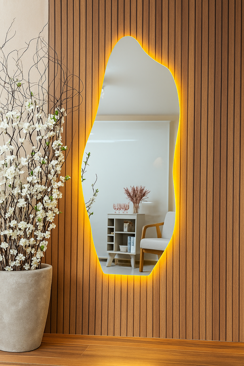 Espelho De Led Orgânico Moderno Luxo Decorativo
