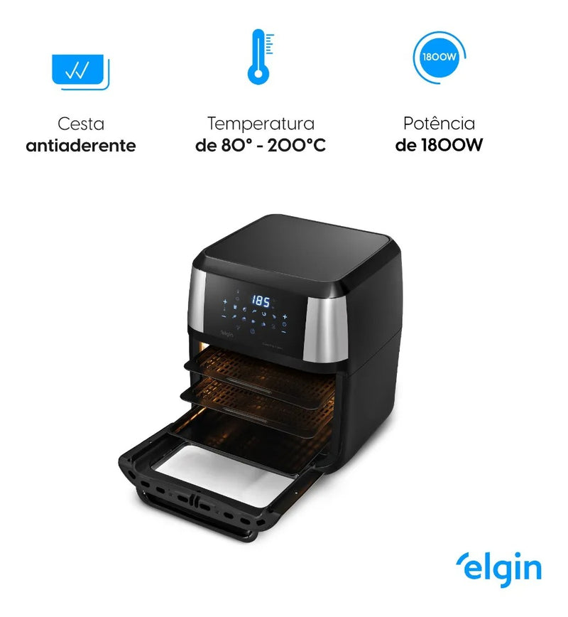 Fritadeira e Forno Air Fryer Oven Fry Elgin 12 Litros 1.800W