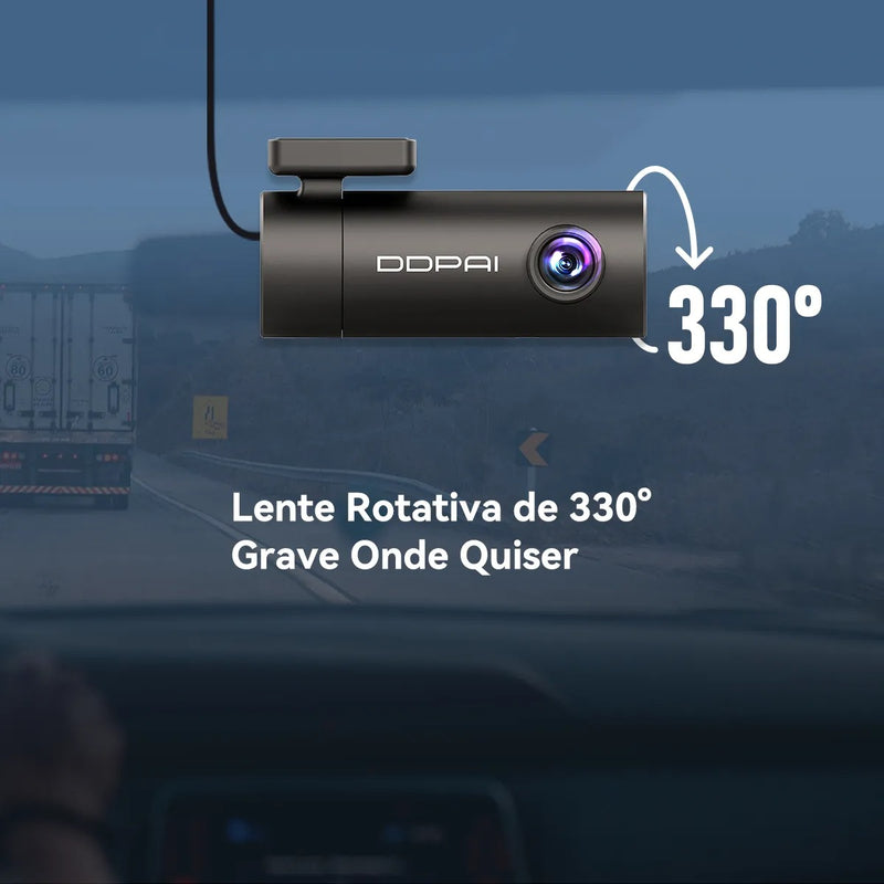 Câmera Veicular N1 DUAL DDPAI  com Wi-Fi Ângulo de 140° Visão Noturna Sensor G e Lente Rotativa 330°