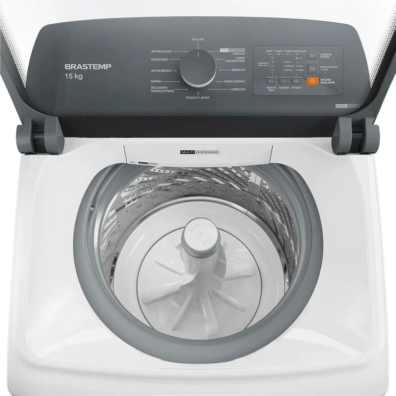 Máquina de Lavar Brastemp 15kg Automática Cesto Inox Multi Dispenser BWF15AB - Branco - 110 Volts