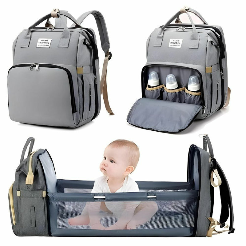 Mochila de Maternidade Impermeável com Berço Retrátil - 2 em 1